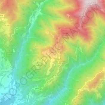 Carte topographique Chiozza, altitude, relief
