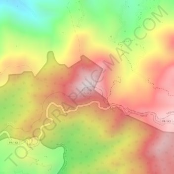 Carte topographique Cerro de Punta, altitude, relief