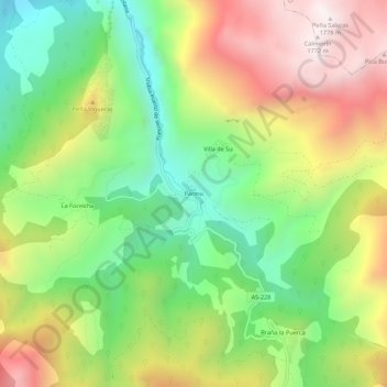 Carte topographique Páramo, altitude, relief
