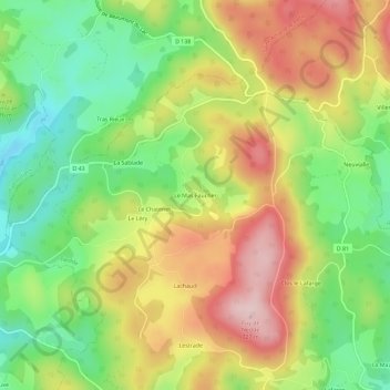 Carte topographique Le Mas Faucher, altitude, relief