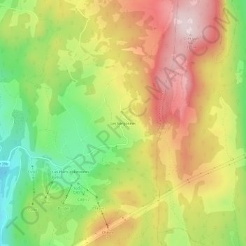 Carte topographique Les Bergonnes, altitude, relief