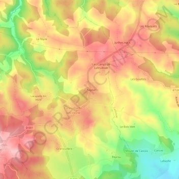 Carte topographique Le Ragean, altitude, relief