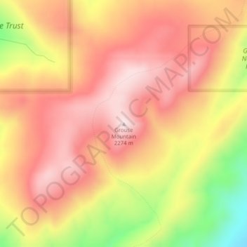 Carte topographique Grouse Mountain, altitude, relief