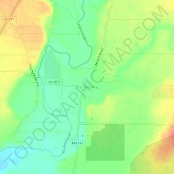 Carte topographique Rio Medina, altitude, relief