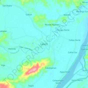 Carte topographique Lasam, altitude, relief