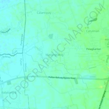 Carte topographique Matangtubig, altitude, relief