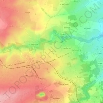 Carte topographique Salles, altitude, relief
