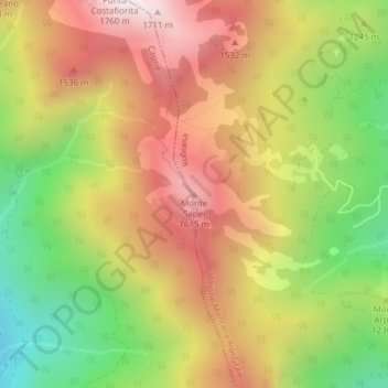 Carte topographique Monte Sapei, altitude, relief