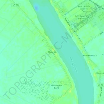 Carte topographique Modeste, altitude, relief