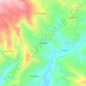 Carte topographique Chunazana, altitude, relief