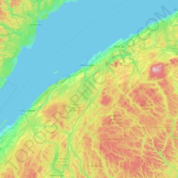 Carte topographique Rimouski-Neigette, altitude, relief