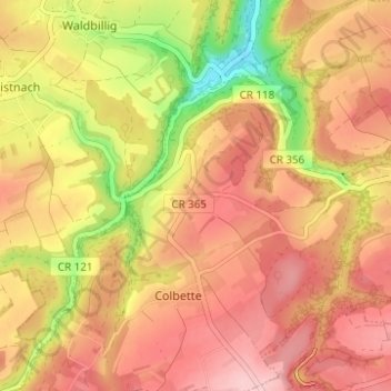 Carte topographique Breidweiler, altitude, relief