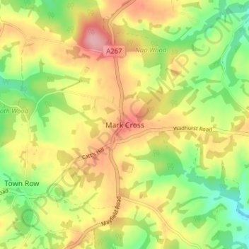 Carte topographique Mark Cross, altitude, relief