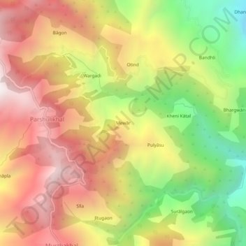 Carte topographique Mewār, altitude, relief