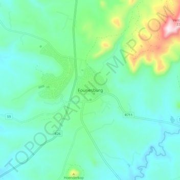 Carte topographique Fouriesburg, altitude, relief