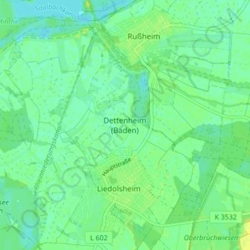 Carte topographique Dettenheim (Baden), altitude, relief