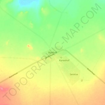 Carte topographique Boshof, altitude, relief