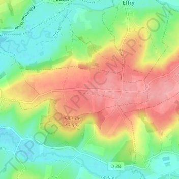 Carte topographique Entre Deux Bois, altitude, relief