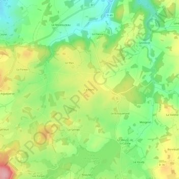 Carte topographique Le Mont, altitude, relief
