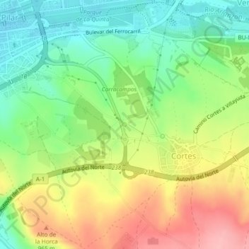 Carte topographique Nava, altitude, relief