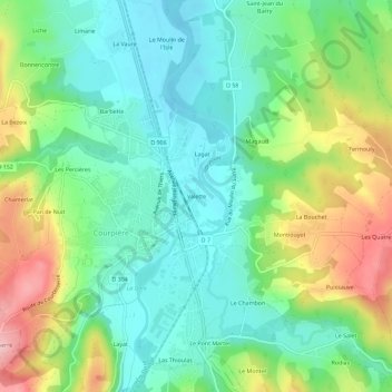 Carte topographique Valette, altitude, relief