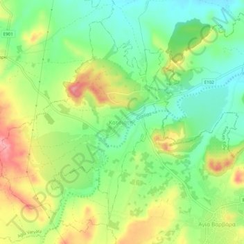 Carte topographique Kotsiatis, altitude, relief