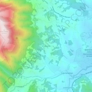 Carte topographique San Gregorio, altitude, relief