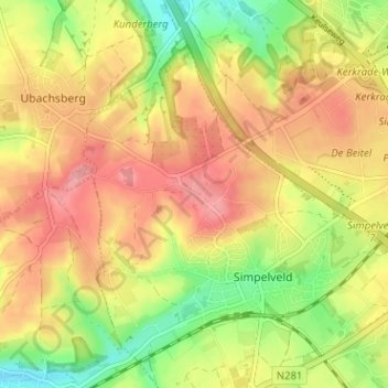 Carte topographique Huls, altitude, relief