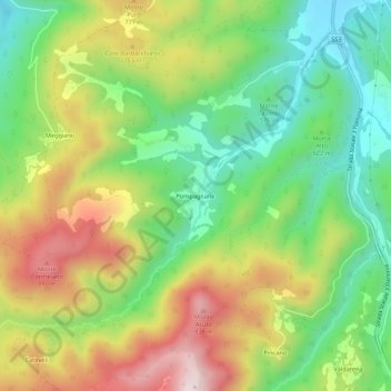 Carte topographique Pompagnano, altitude, relief