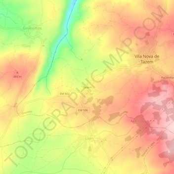 Carte topographique Tazem, altitude, relief