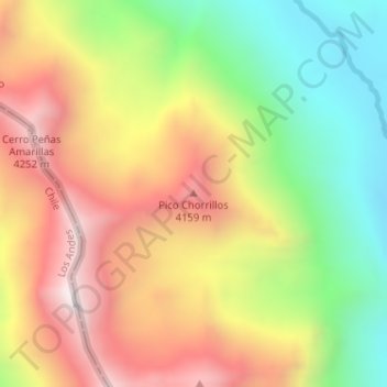 Carte topographique Pico Chorrillos, altitude, relief