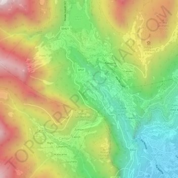 Carte topographique Pranzo, altitude, relief