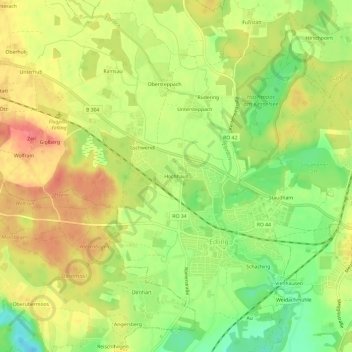 Carte topographique Hochhaus, altitude, relief