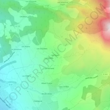 Carte topographique Les Payas, altitude, relief