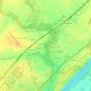Carte topographique Prés de Clan, altitude, relief