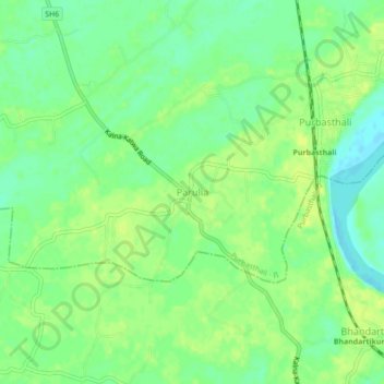 Carte topographique Parulia, altitude, relief