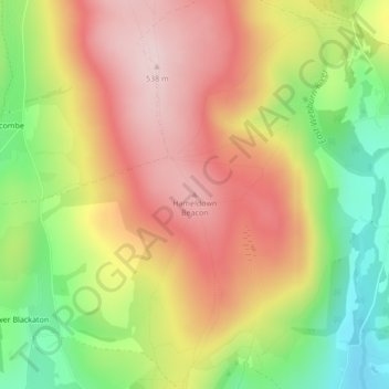 Carte topographique Hameldown Beacon, altitude, relief