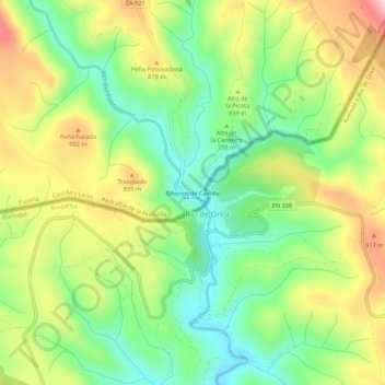 Carte topographique Rihonor de Castilla, altitude, relief