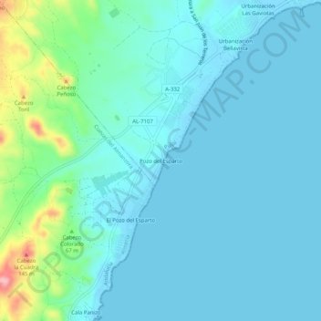 Carte topographique Pozo del Esparto, altitude, relief