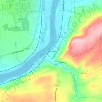Carte topographique Wapwallopen, altitude, relief