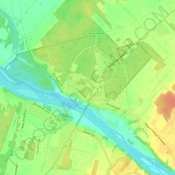 Carte topographique Odanak, altitude, relief