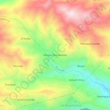 Carte topographique Masma Churubamba, altitude, relief