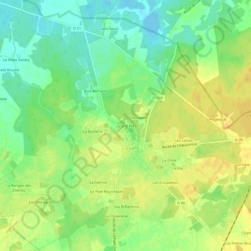 Carte topographique Grand Pré, altitude, relief