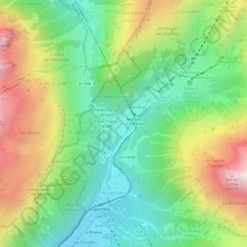 Carte topographique Les Frasserands, altitude, relief