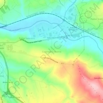 Carte topographique Contrada Coluonni, altitude, relief
