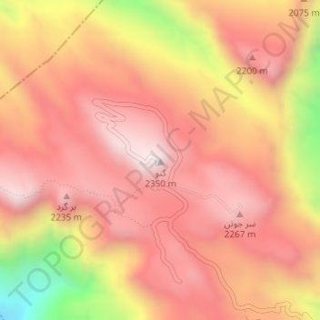 Carte topographique گنو, altitude, relief