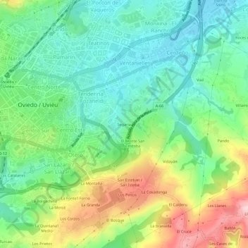 Carte topographique Segaria, altitude, relief