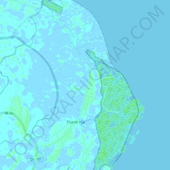 Carte topographique ấp 1, altitude, relief