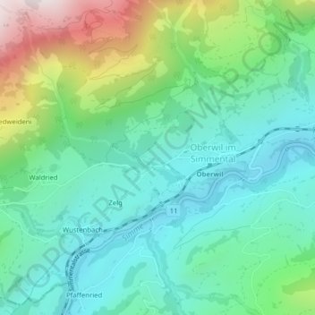 Carte topographique Gerbrunnen, altitude, relief
