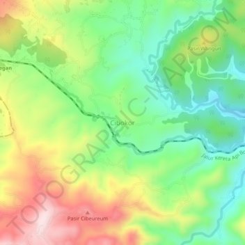 Carte topographique Cibokor, altitude, relief